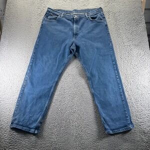 Wrangler Jeans Men's 40x30 Blue Cotton Denim Straight Stretch Relaxed Workwear